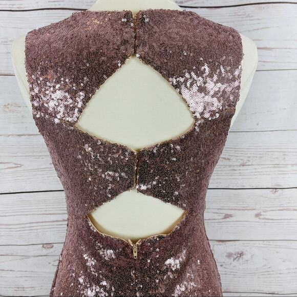 Speechless Rose Gold Keyhole Sequin Dress - Picture 11 of 15